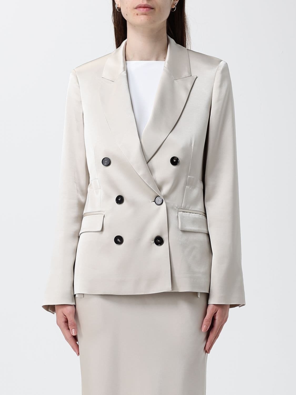 Liviana Conti Satin Double-Breasted Blazer