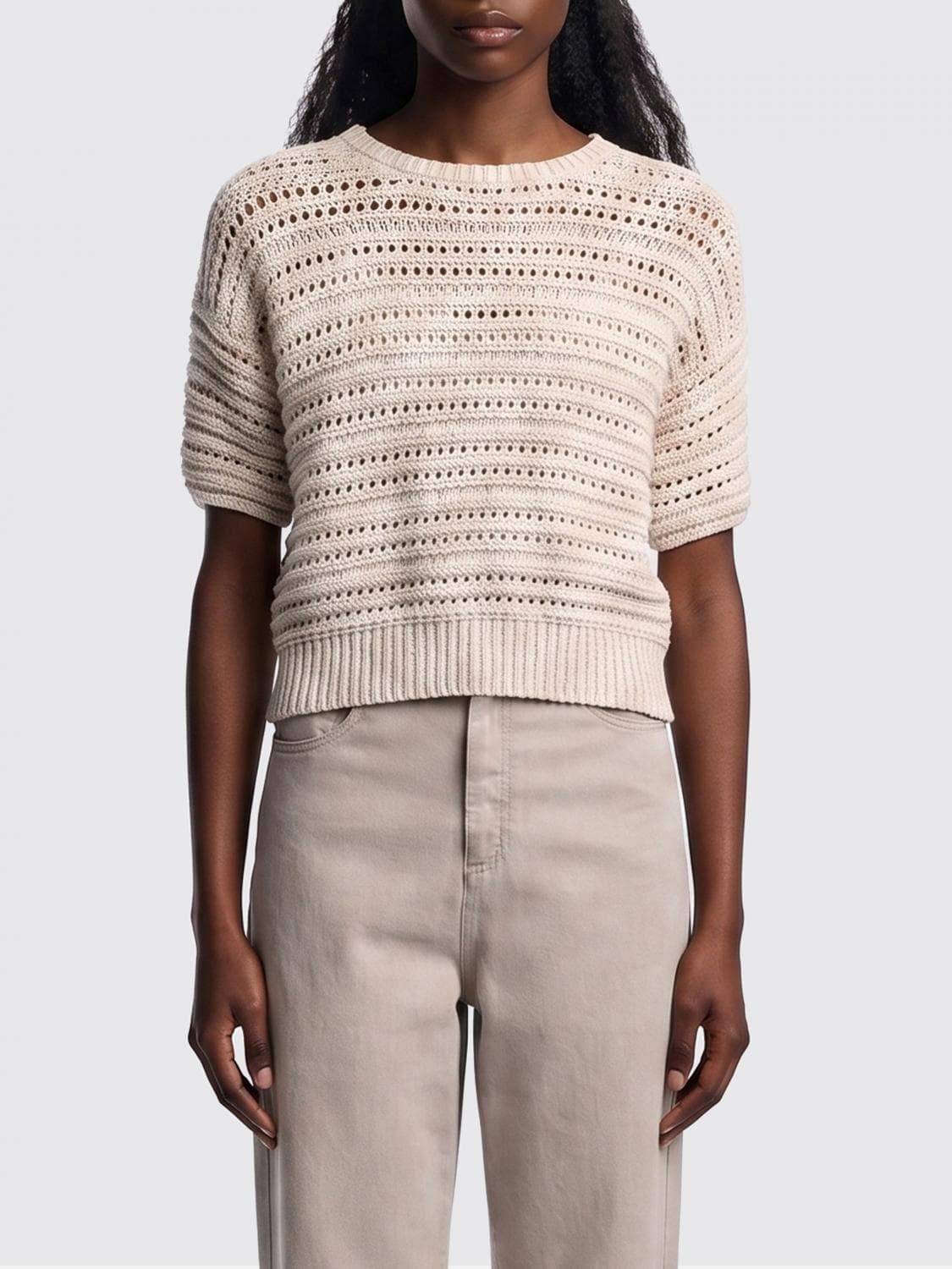 Emporio Armani Perforated Cotton Blend Knit