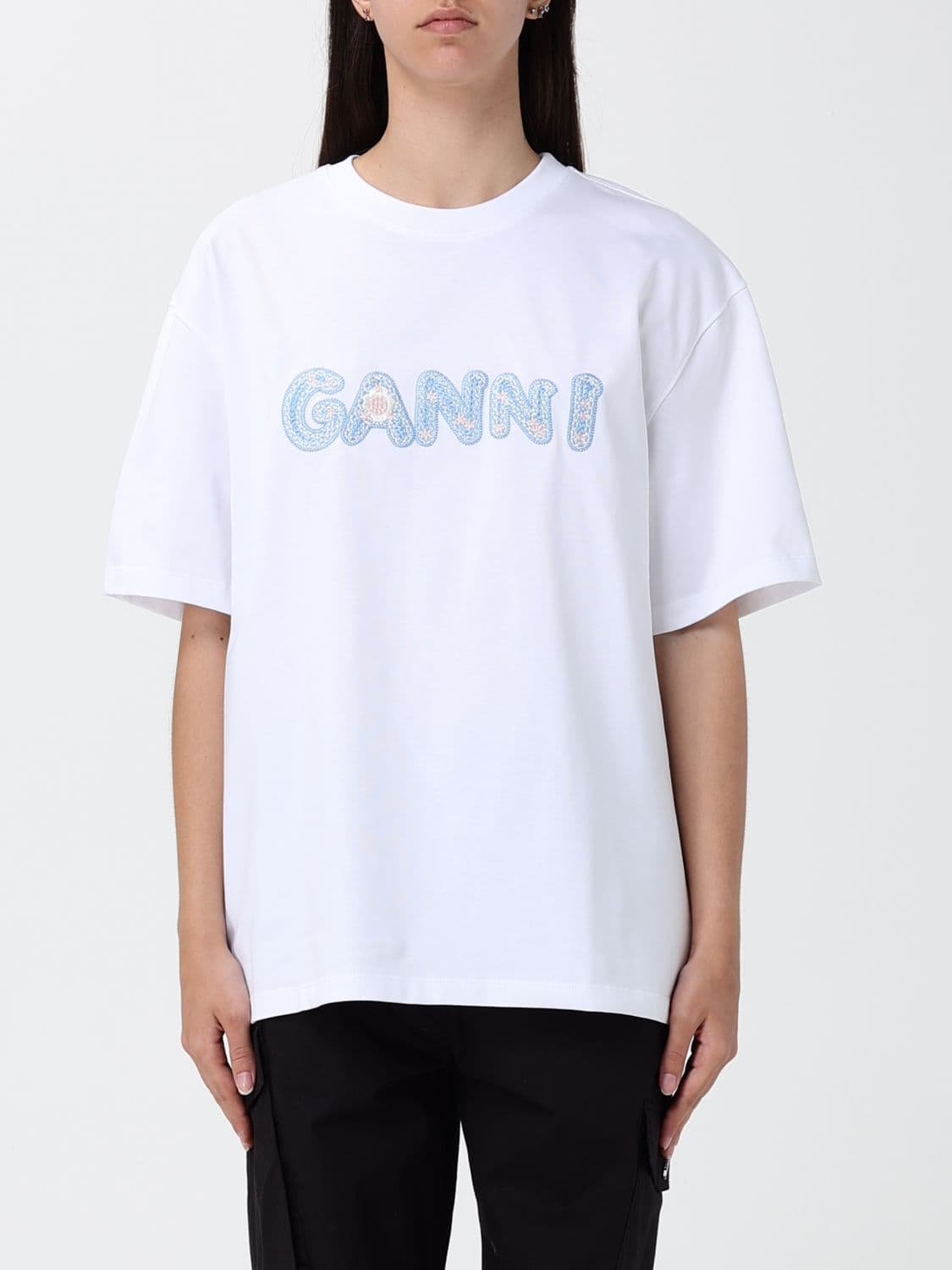 Ganni Organic Cotton T-shirts with Logo