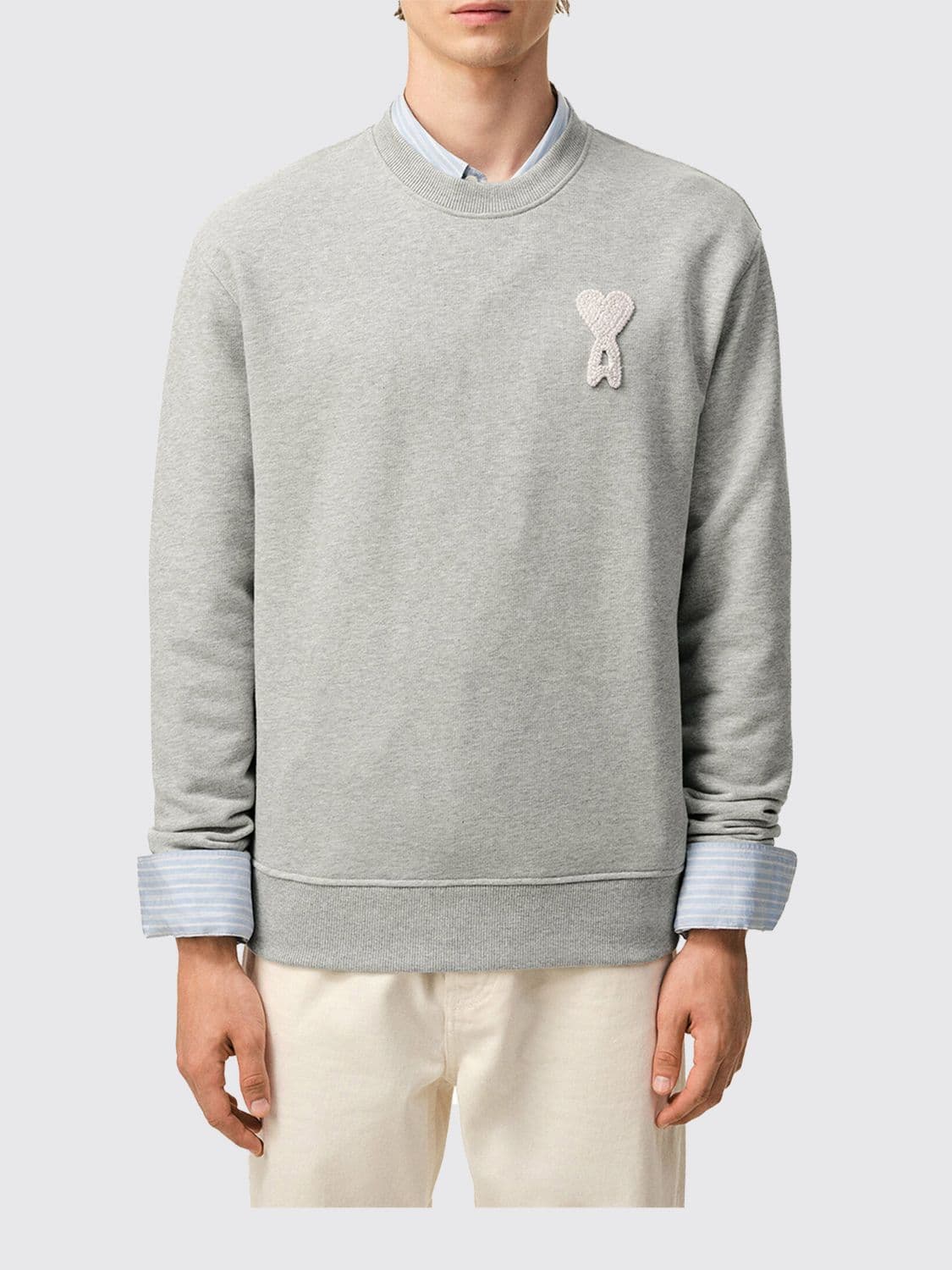 Ami Paris Cotton Crew-Neck Sweatshirt with Logo