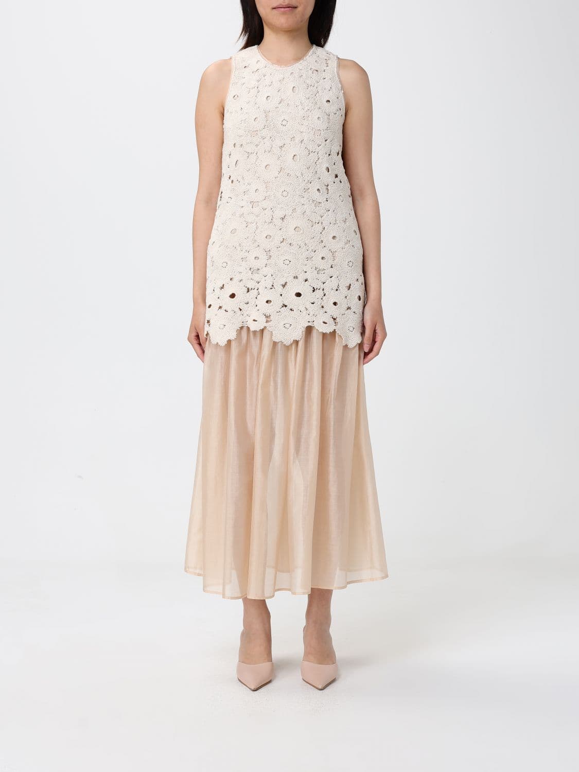 Liu Jo Muslin and Macramé Midi Dress