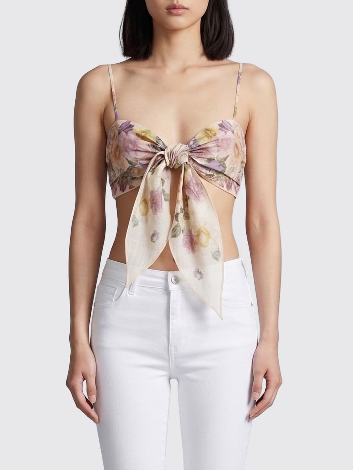 Twinset Floral Linen Crop Top