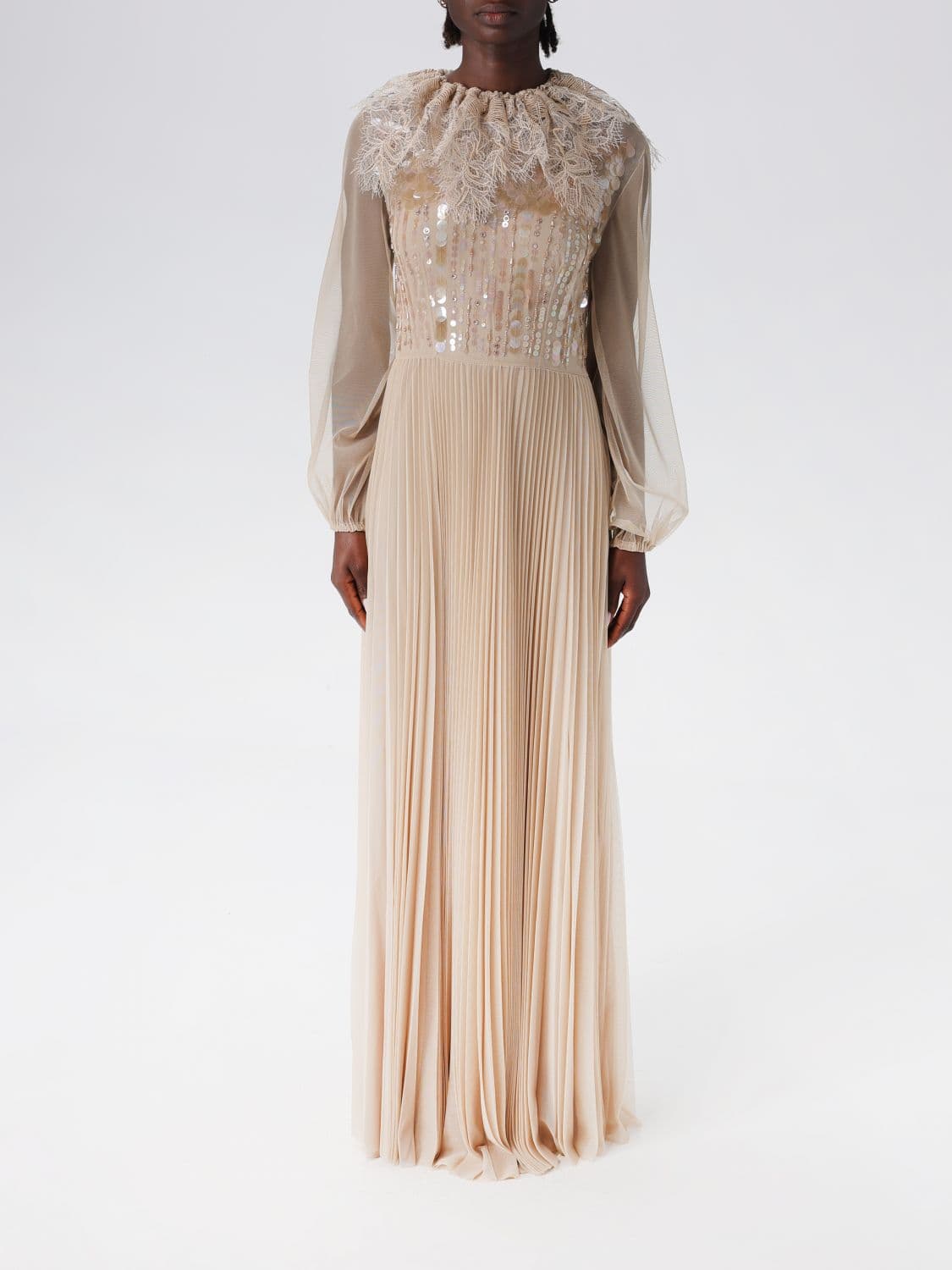 Fabiana Filippi Crêpe Long Dress with Embroidery · 40