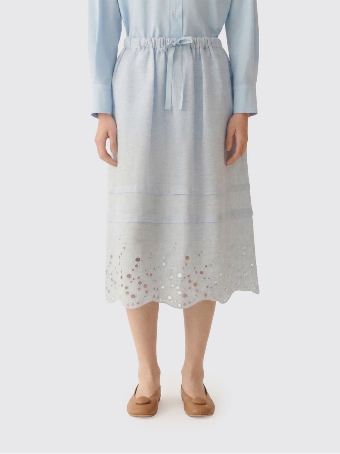 Fabiana Filippi Embroidered Linen Skirt