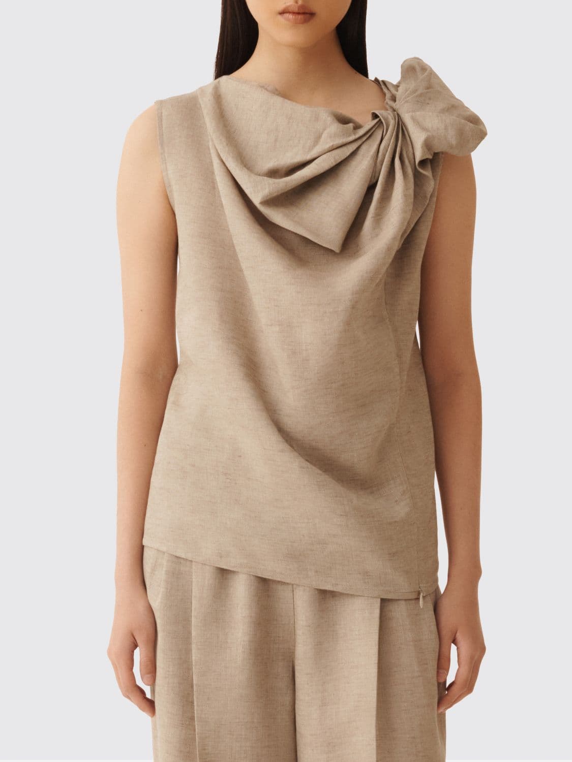 Fabiana Filippi Linen Top with Bow