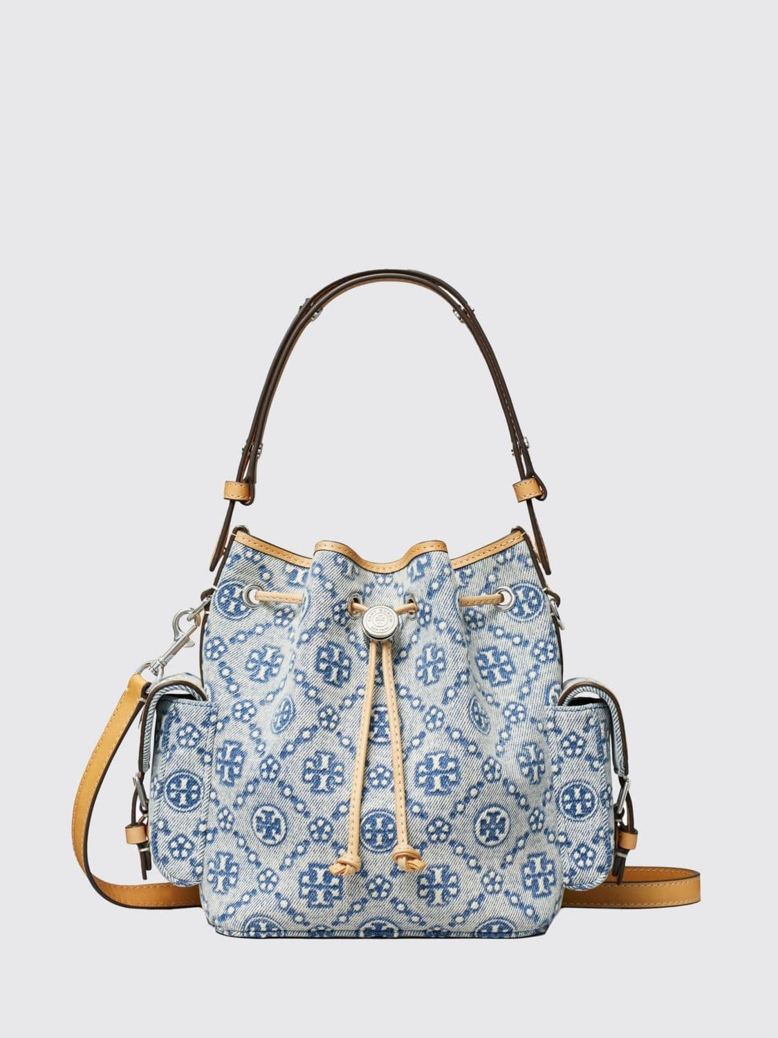 Tory Burch T Monogram Jacquard Denim Bucket Bag