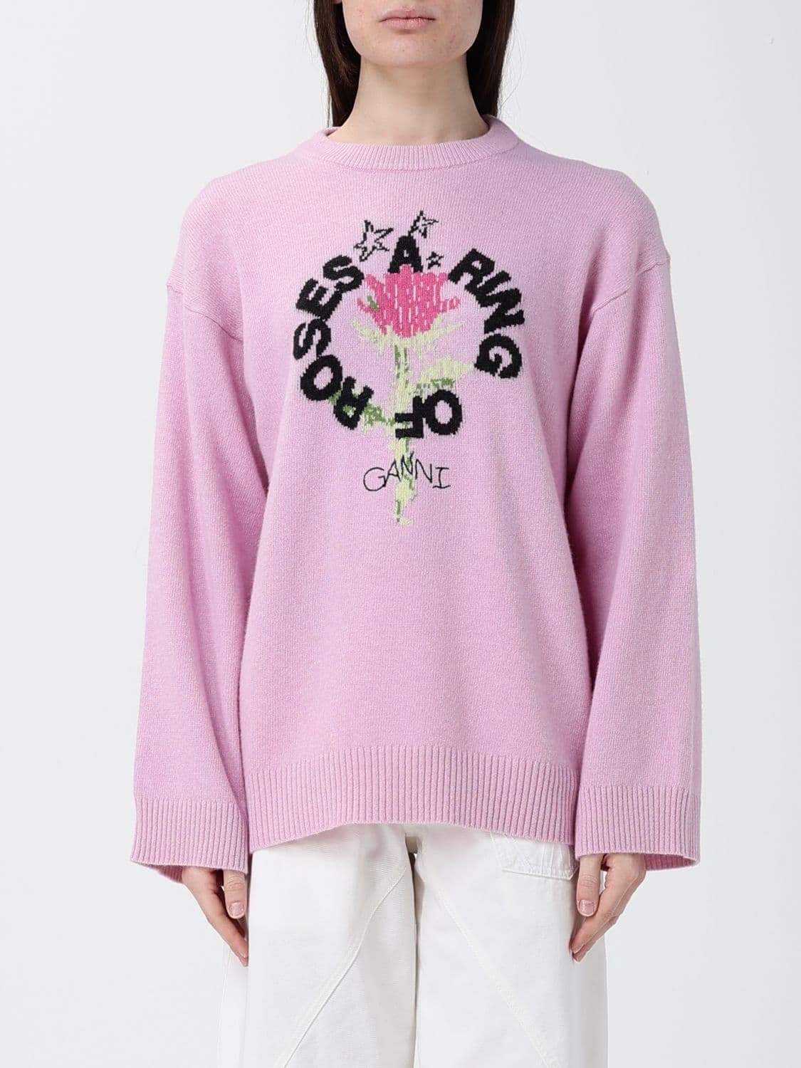 Ganni Recycled Wool Blend Crew-Neck Sweater