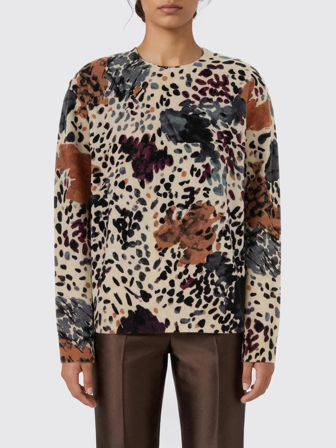 Fendi Falena Pattern Wool and Cashmere Sweater