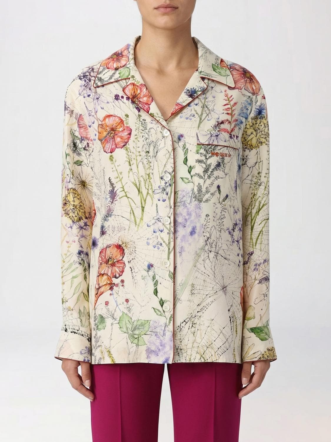 Mcqueen Floral Print Viscose Shirt · 44