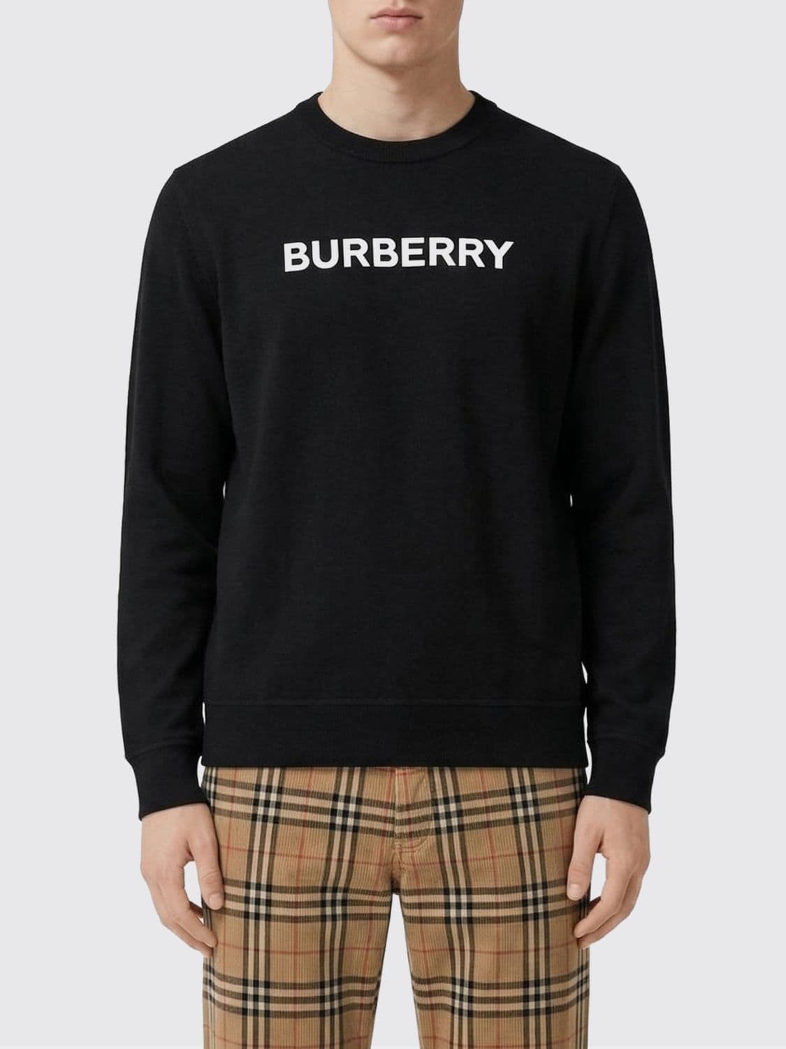 Burberry Cotton Crew-Neck Sweatshirt with Logo