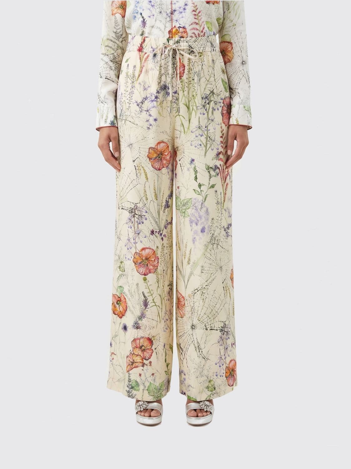 Mcqueen Printed Viscose Palazzo Trousers · 44