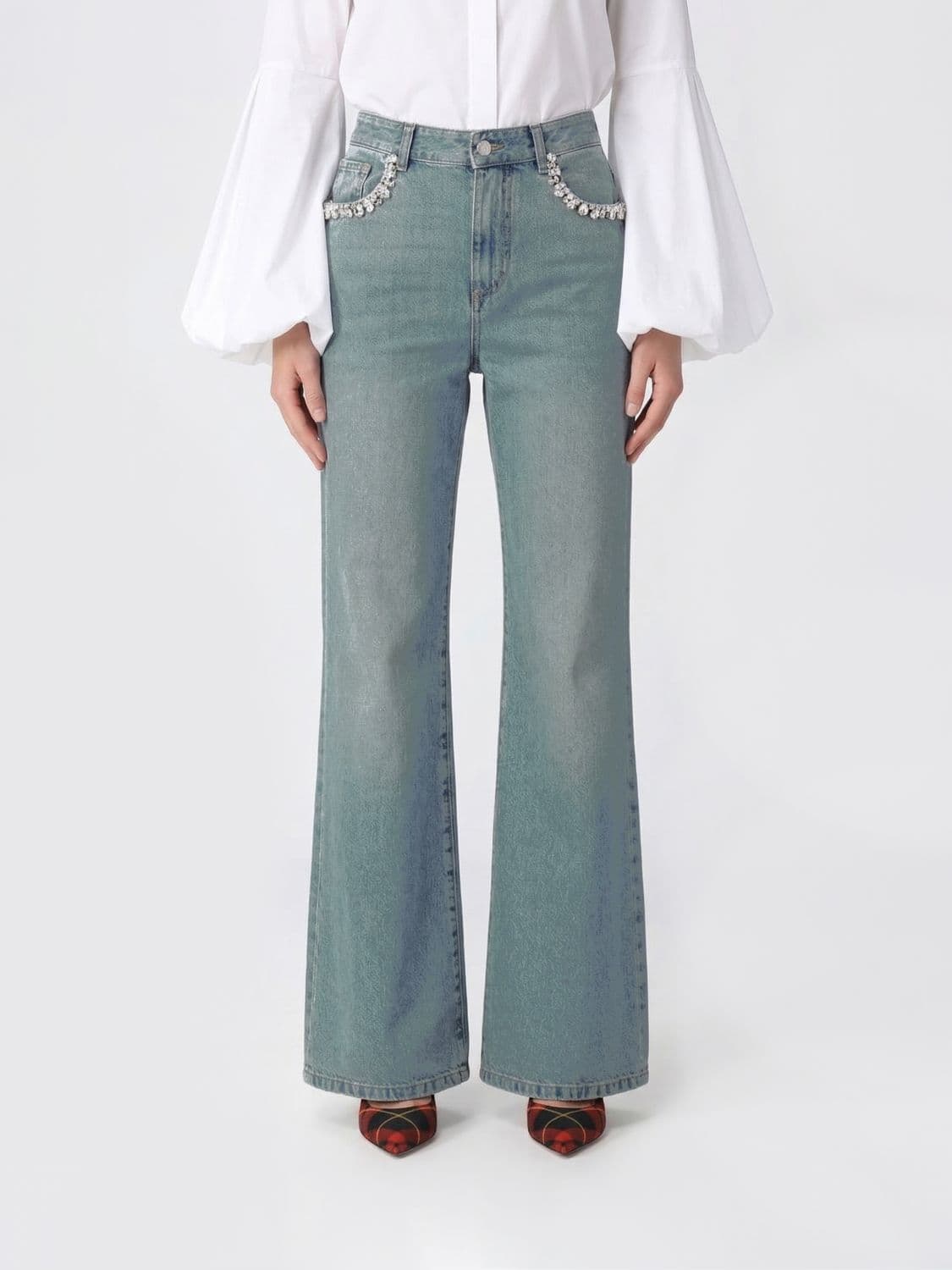 Mcqueen Flared Cotton Denim Jeans