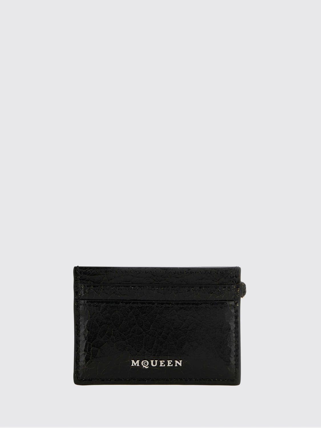 Mcqueen Crackled Leather Credit Card Holder