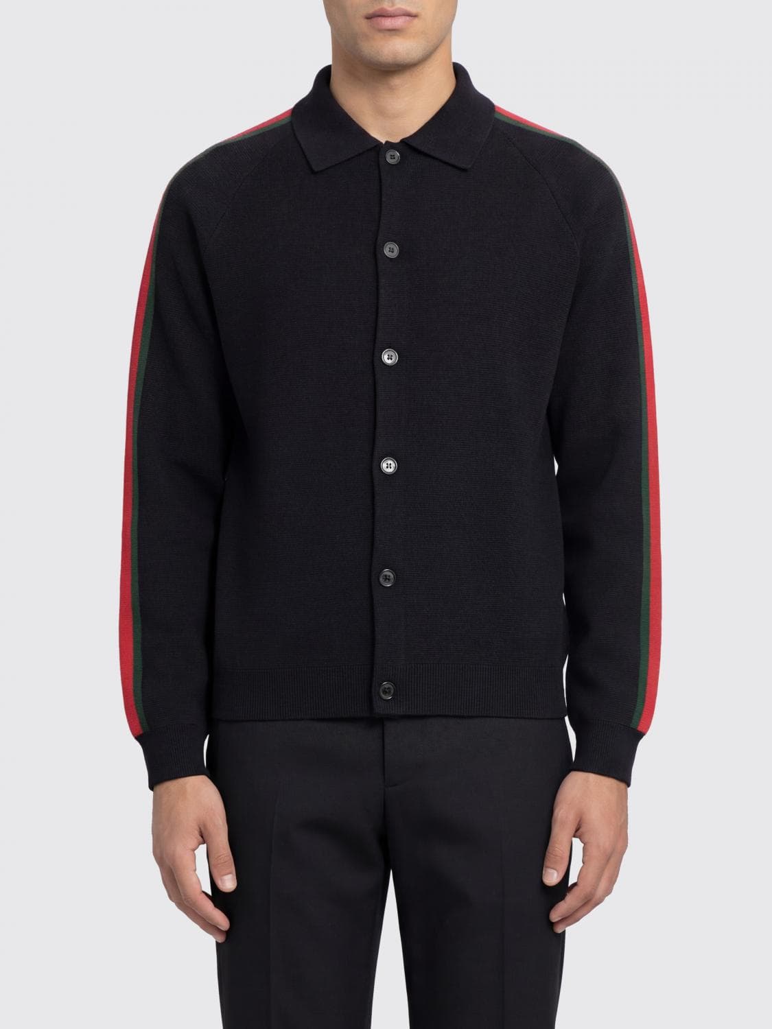 Gucci Web Wool Polo Cardigan