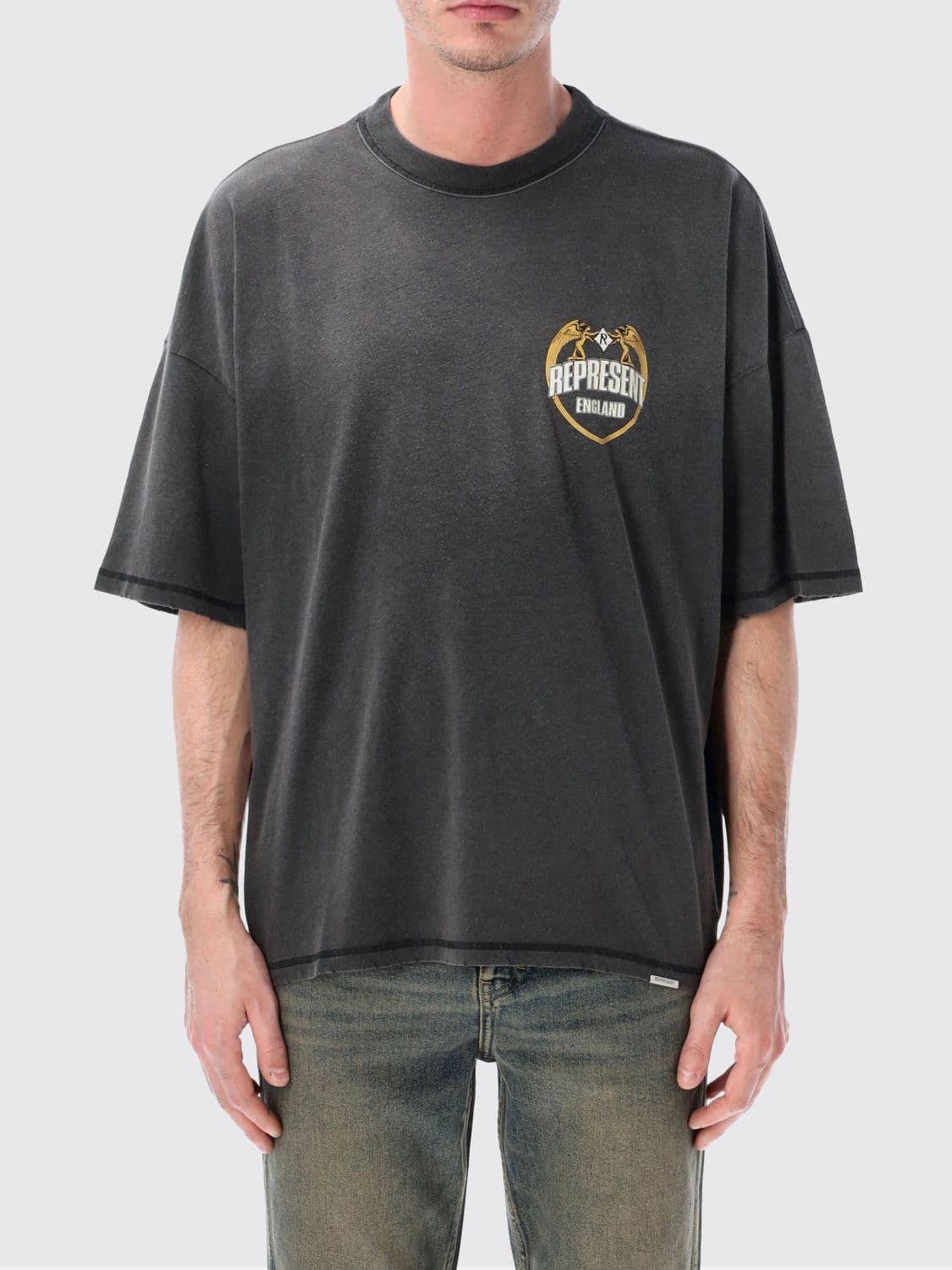 Represent Cotton Crew-Neck T-Shirt with Logo