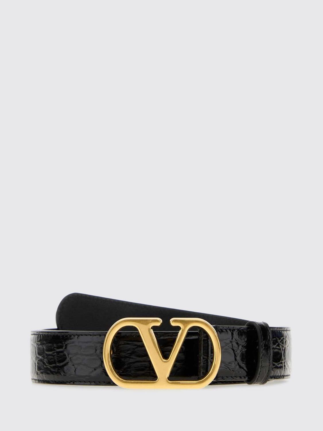 Valentino Garavani VLogo Crocodile Leather Belt