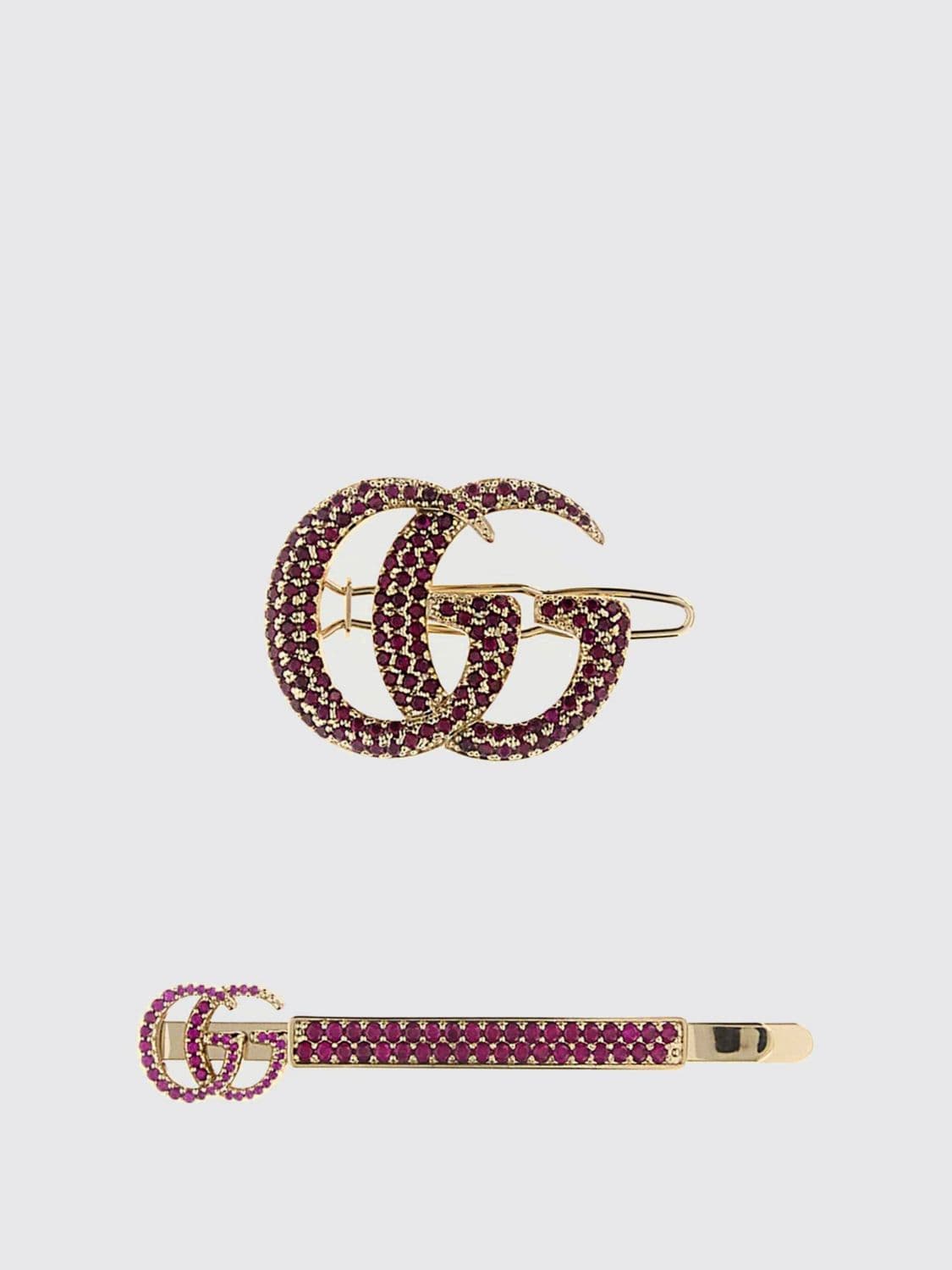 Gucci Set of 2 Metal and Rhinestone Hair Clips · OS