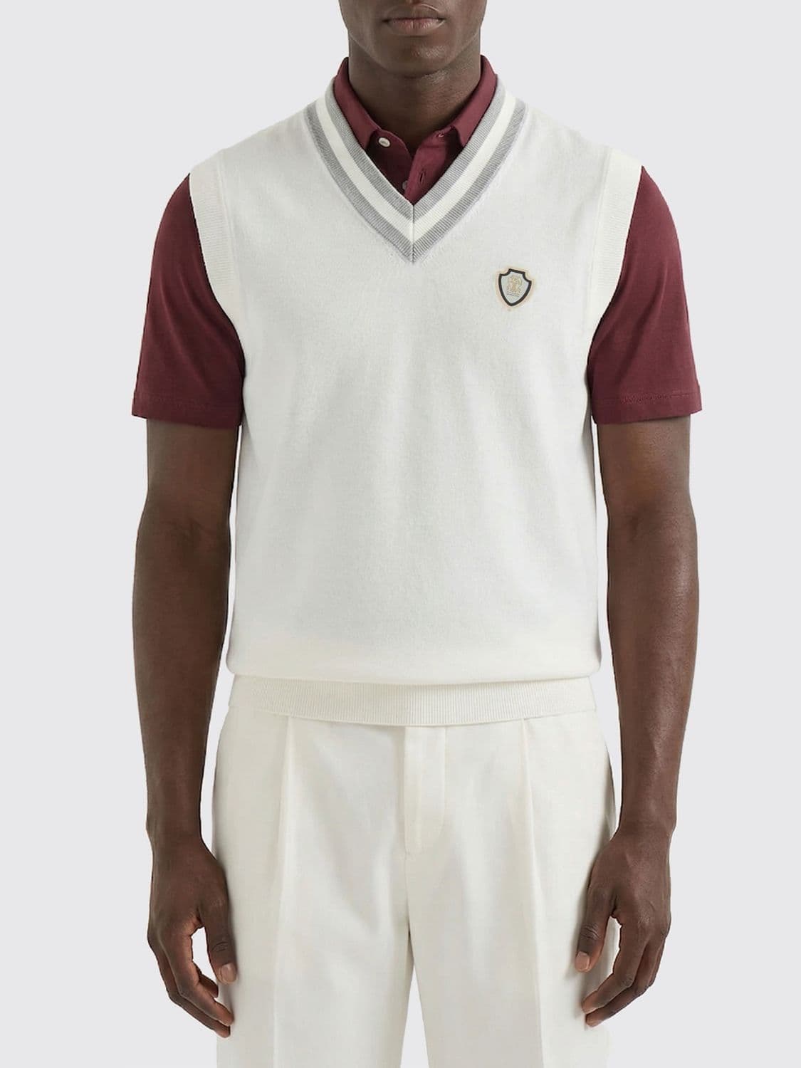 Brunello Cucinelli Cotton Knit Vest with Crest