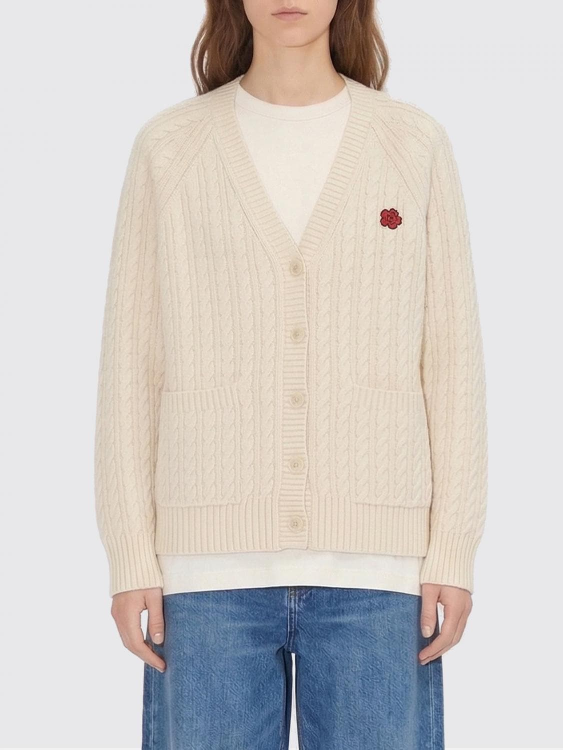 Kenzo Flower Cotton and Wool Cardigan