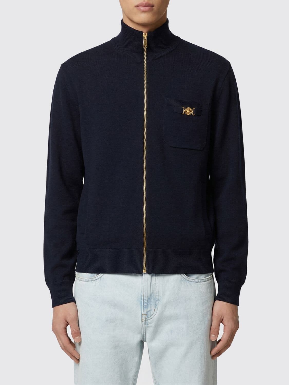 Versace Cotton and Cashmere Cardigan with Logo