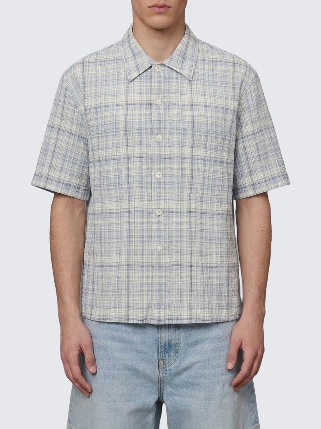 Sunflower Check Cotton And Linen Blend Casual Shirt