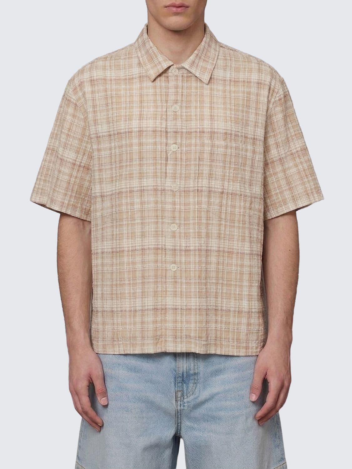 Sunflower Check Cotton And Linen Blend Casual Shirt