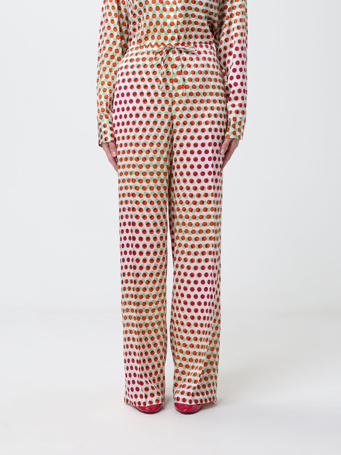 Dries Van Noten Polka Dot Print Silk Palazzo Trousers · 38