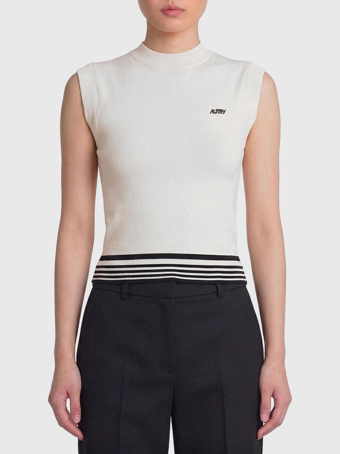 Autry Stretch Viscose Top With Logo