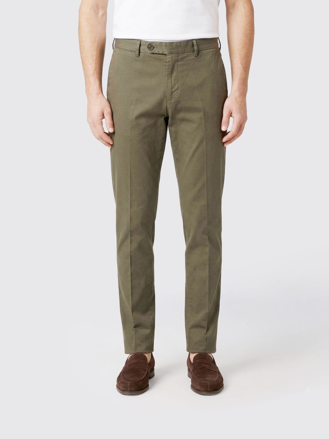 Pt Torino Stretch Cotton And Silk Chino Trousers