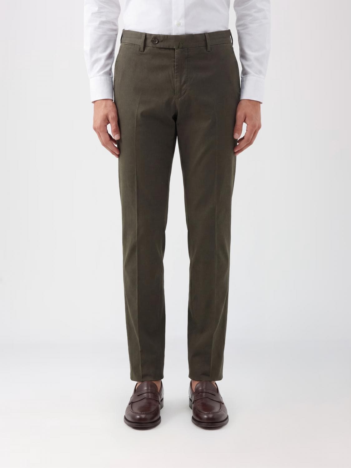 Pt Torino Stretch Cotton And Silk Chino Trousers