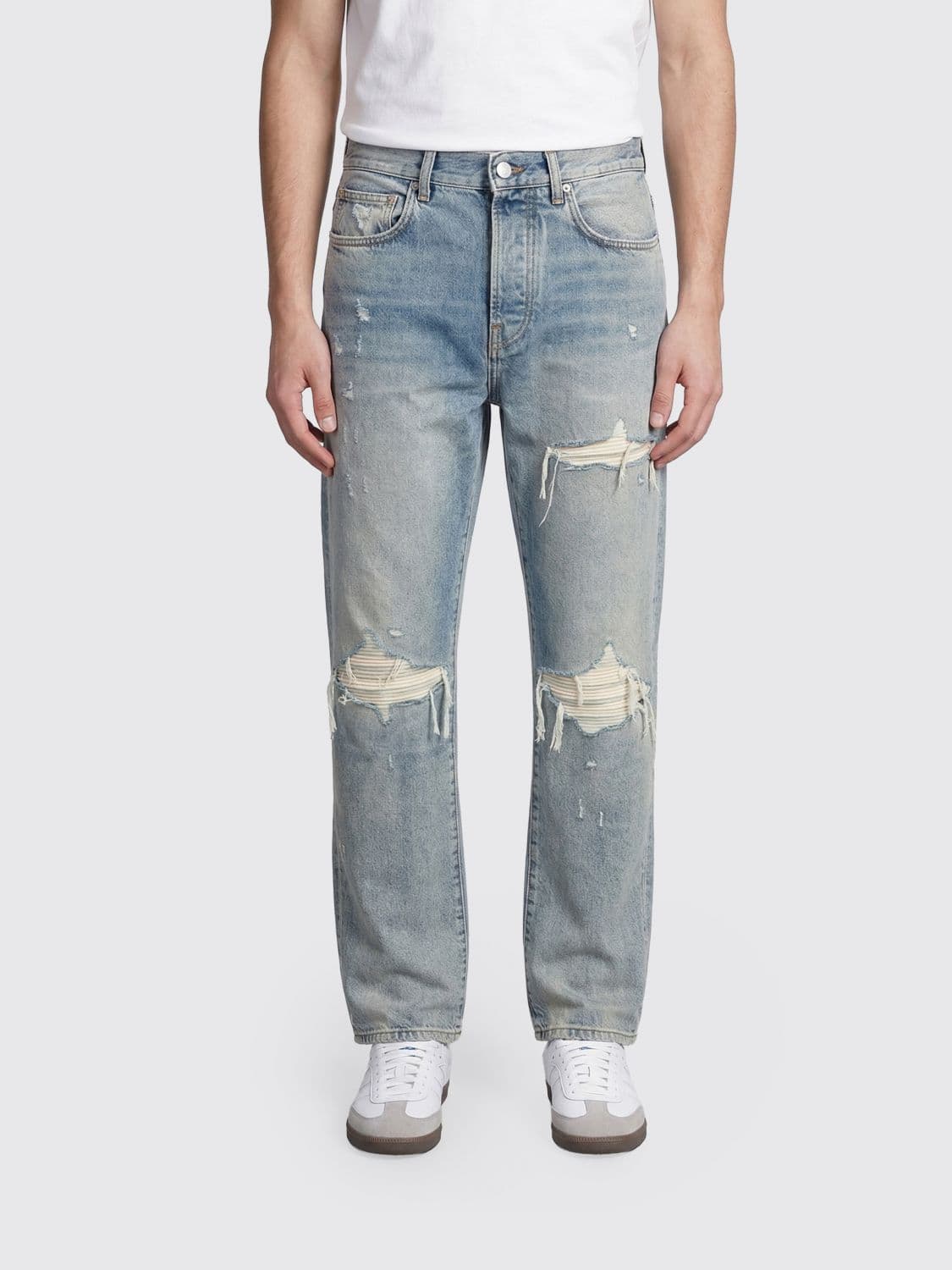 Amiri Distressed Denim Straight Jeans · 30