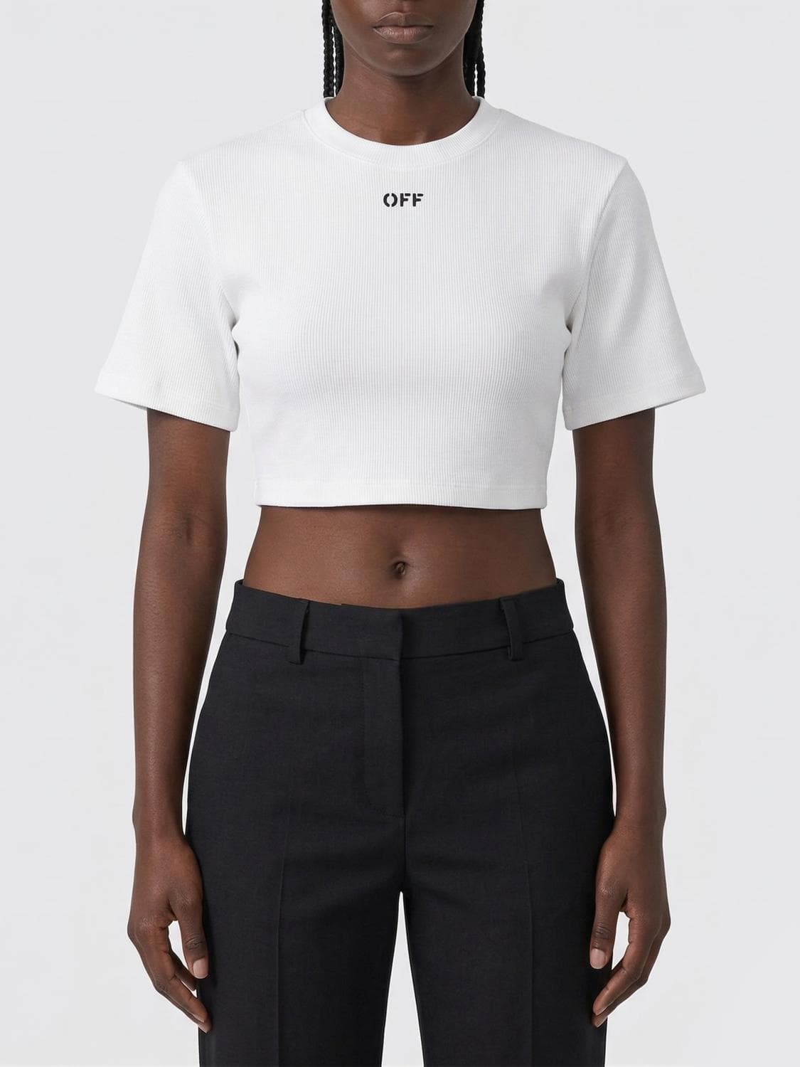 Off-White Crop T-shirts with Logo · XS