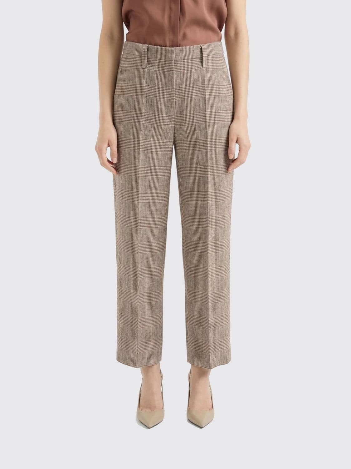 Brunello Cucinelli Square Cigarette Linen Trousers