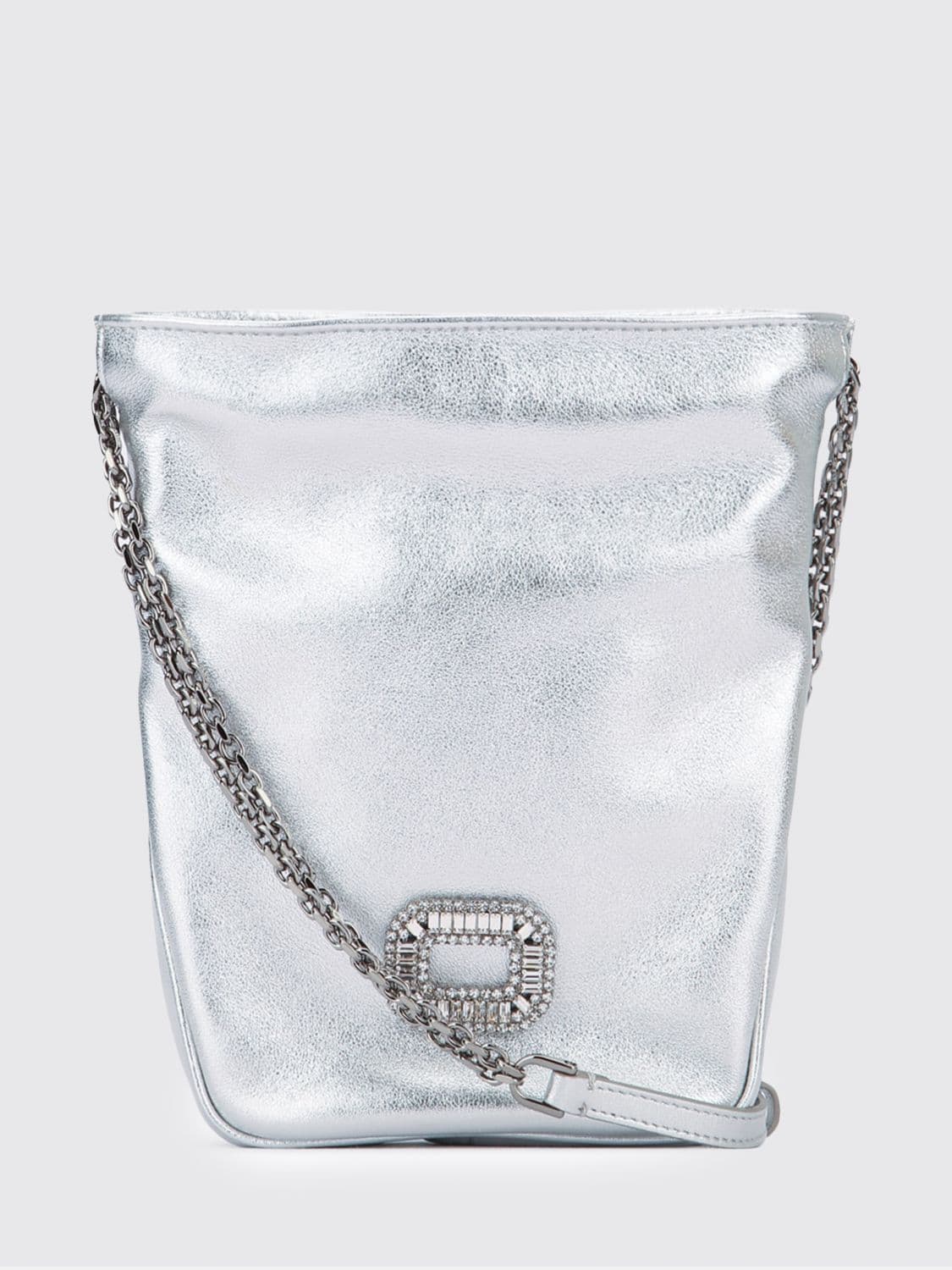 Roger Vivier Nano Pilgrim Laminated Leather Bag with Jewel Buckle