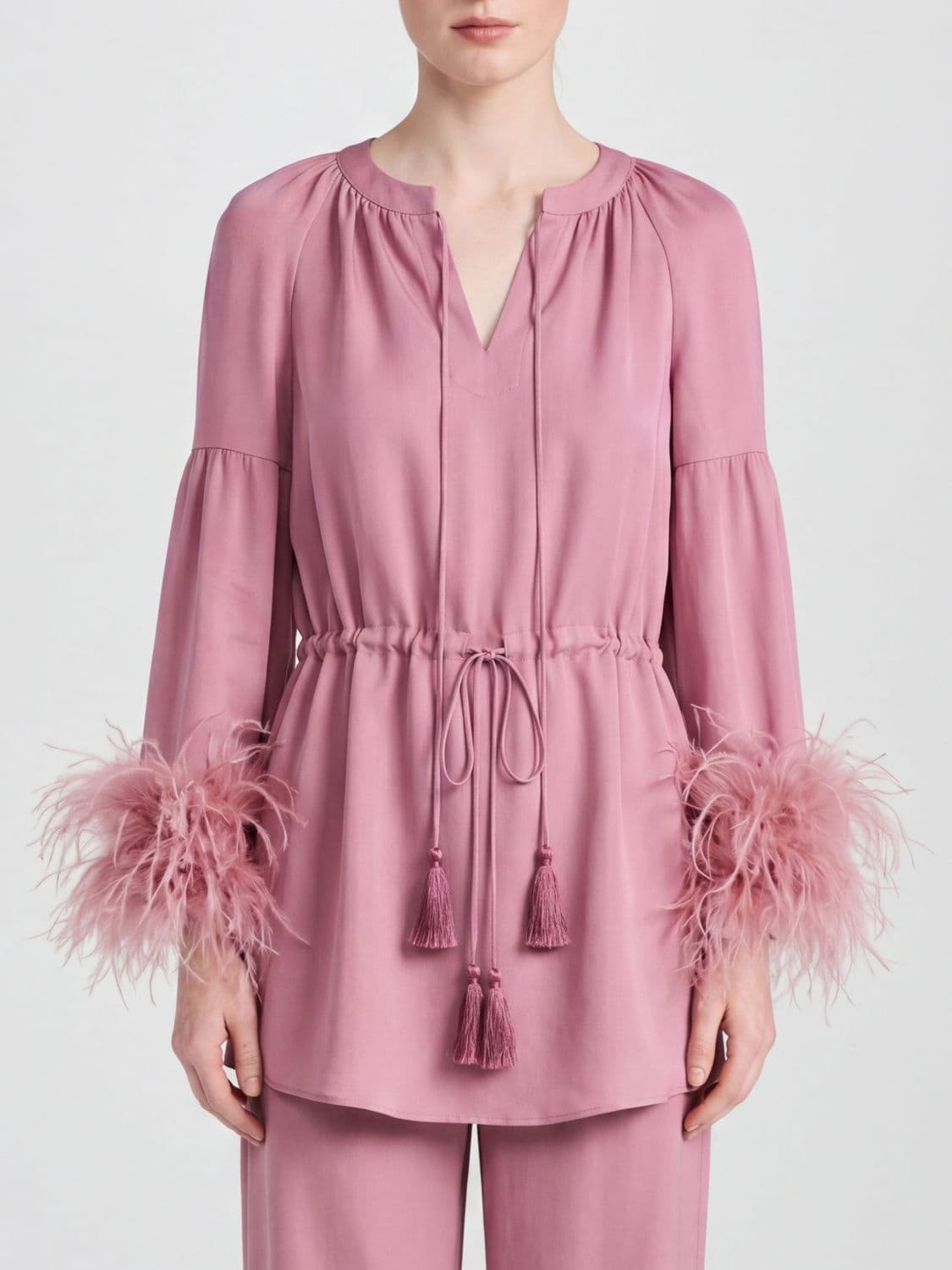 Valentino Silk Blouse with Feathers