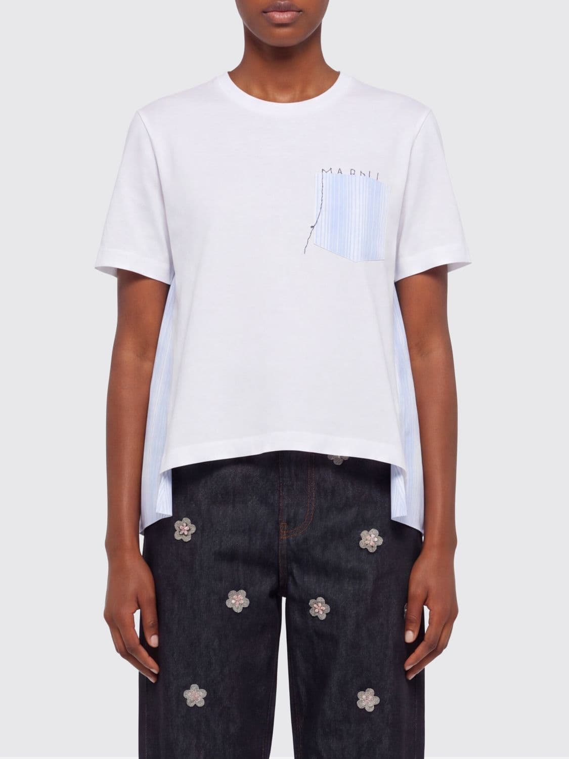 Marni Cotton T-shirts With Striped Panel