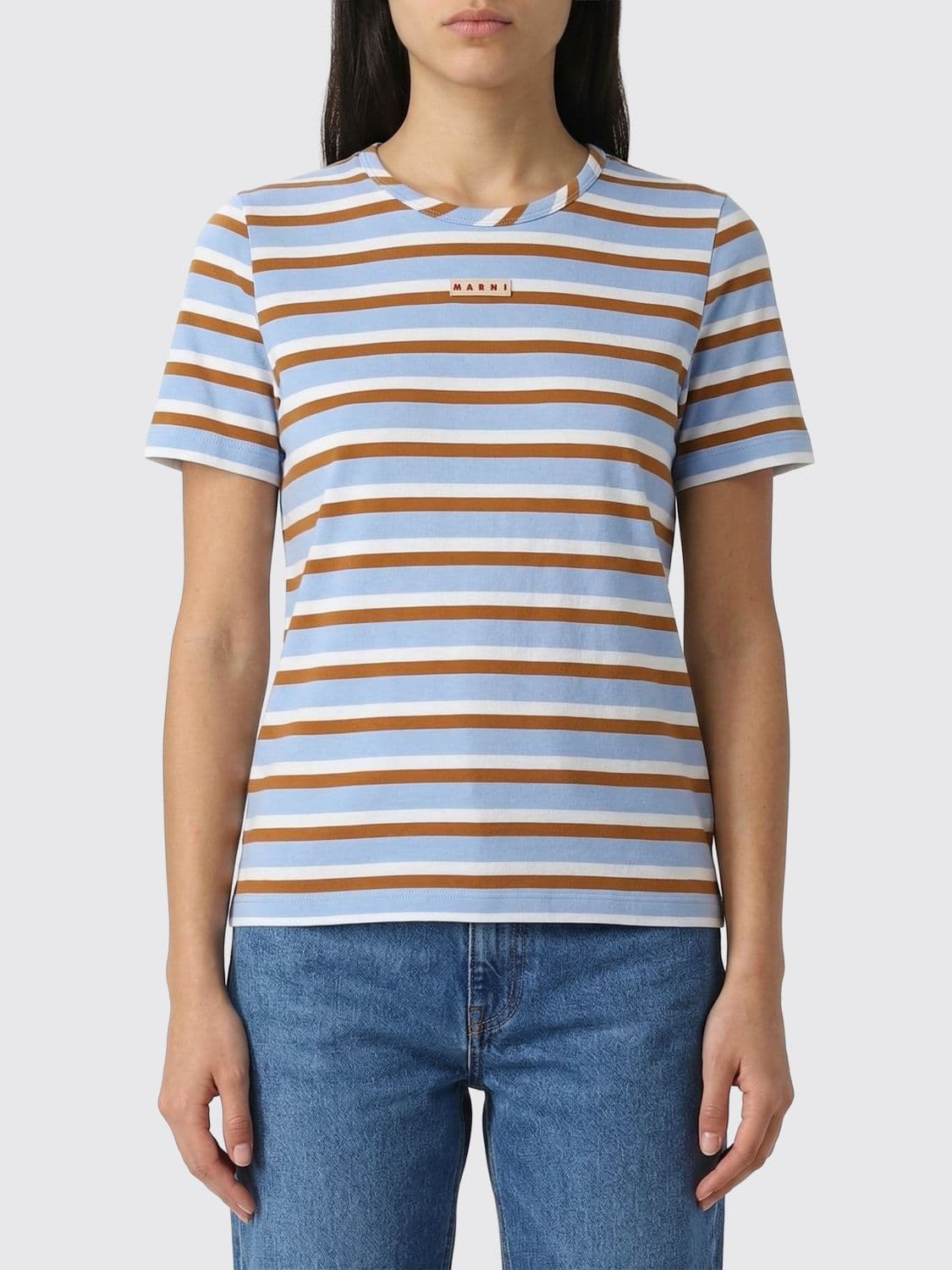 Marni Striped Cotton T-shirts With Logo
