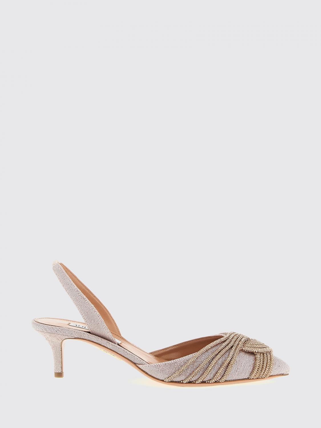 Aquazzura Gatsby Lurex Fabric Slingback Pumps with Rhinestones
