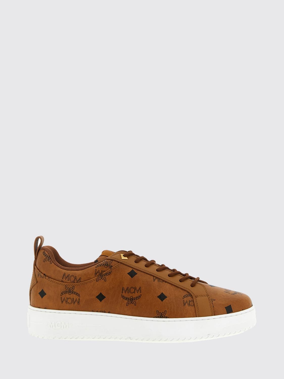 Mcm Coated Cotton Sneakers With Printed Logo