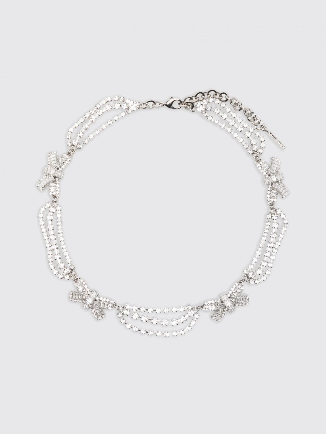 Alessandra Rich Brass Necklace with Set Rhinestones