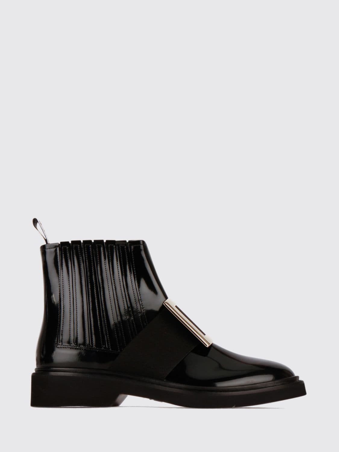 Roger Vivier Brushed Leather Chelsea Boots with Buckle · 36