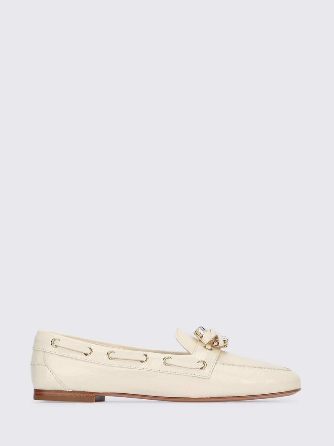 Roger Vivier Très Vivier Leather Boat Loafers with Jewel Buckle