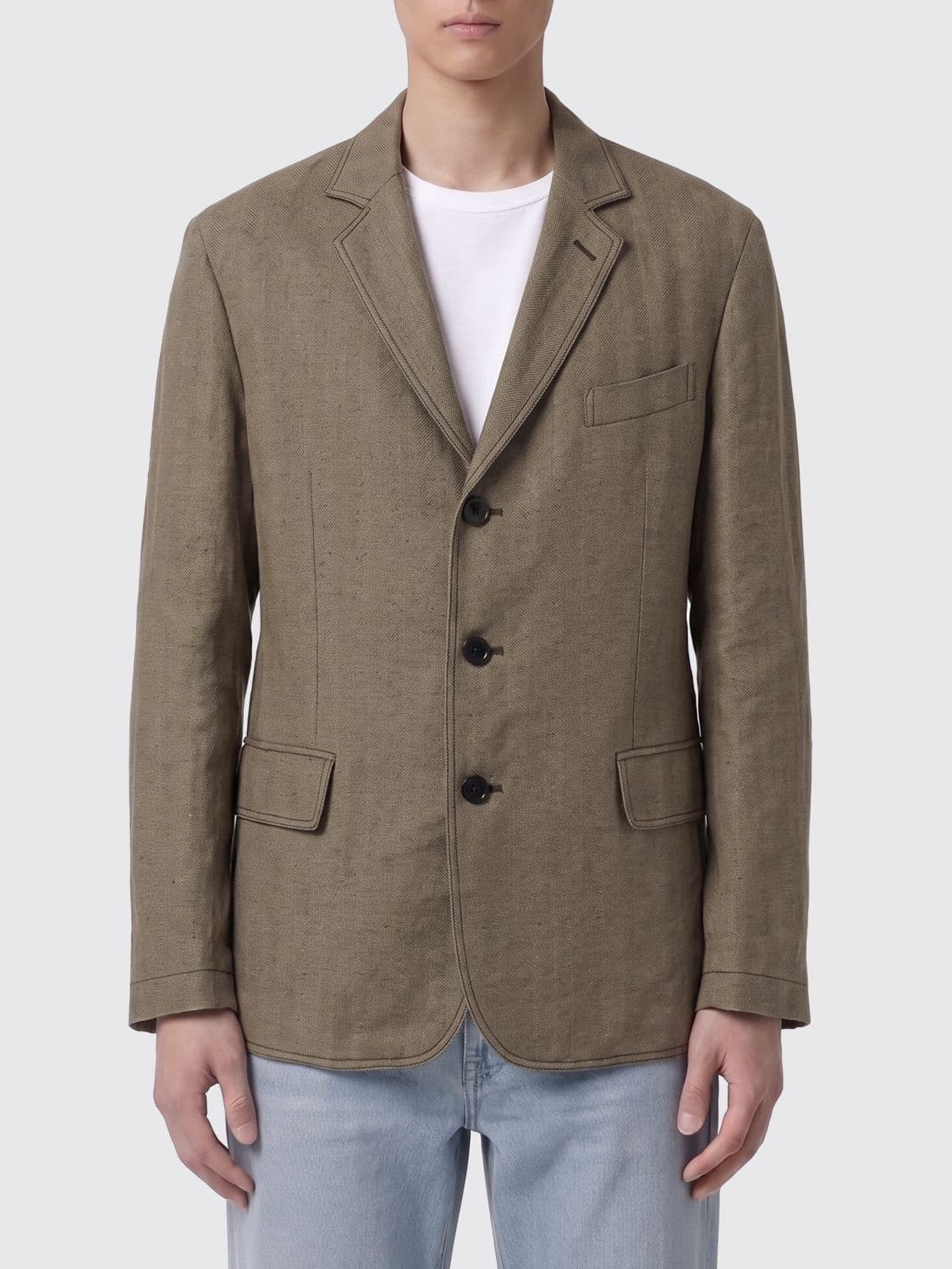 Ferragamo Single-breasted Linen Blend Blazer