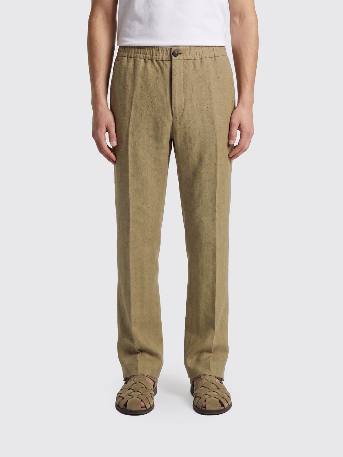 Ferragamo Striped Linen Blend Tailored Trousers