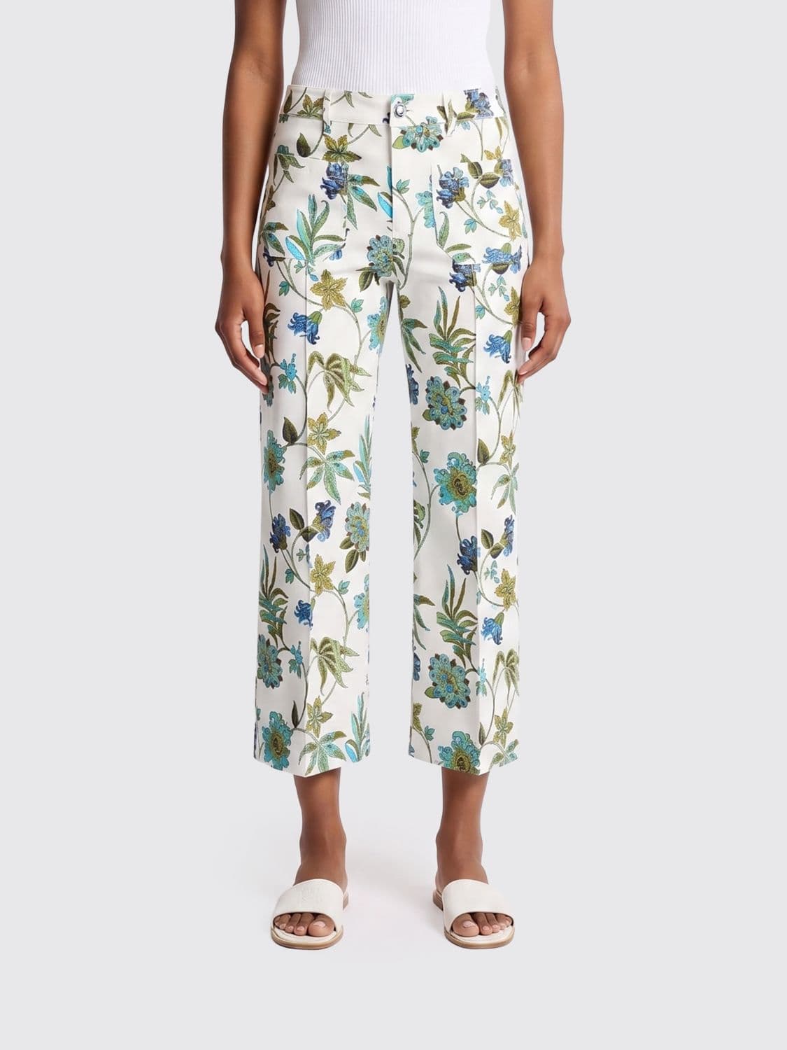 Fay Printed Cotton Cropped Trousers