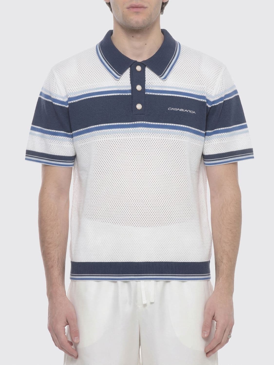 Casablanca Cotton and Wool Polo Shirt with Logo