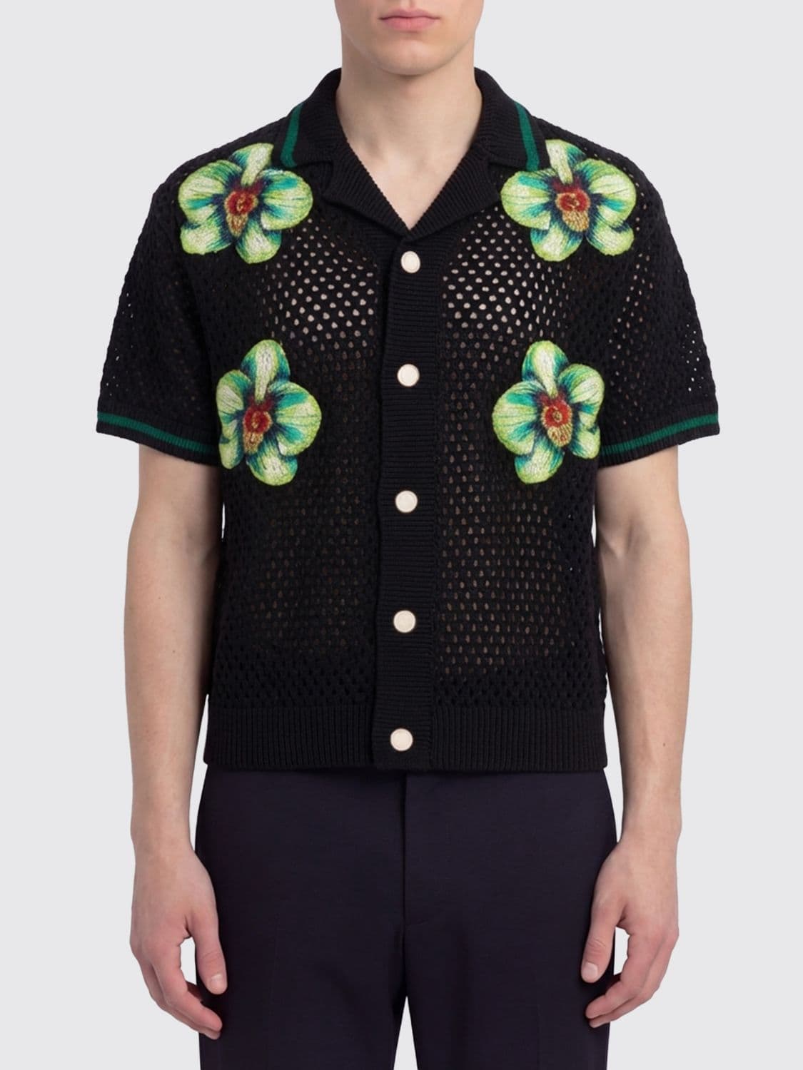 Casablanca Floral Print Crochet Shirt · S