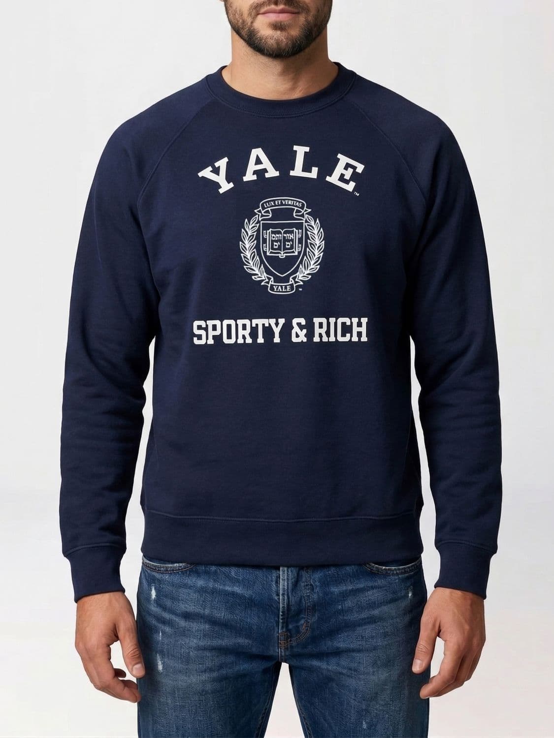 Sporty & Rich Yale Classic Printed Cotton Sweatshirt · XL