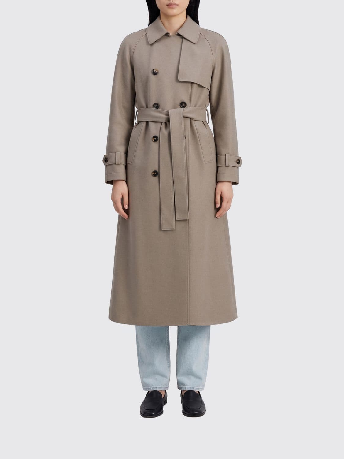 Harris Wharf London Double-Breasted Virgin Wool Trench Coat