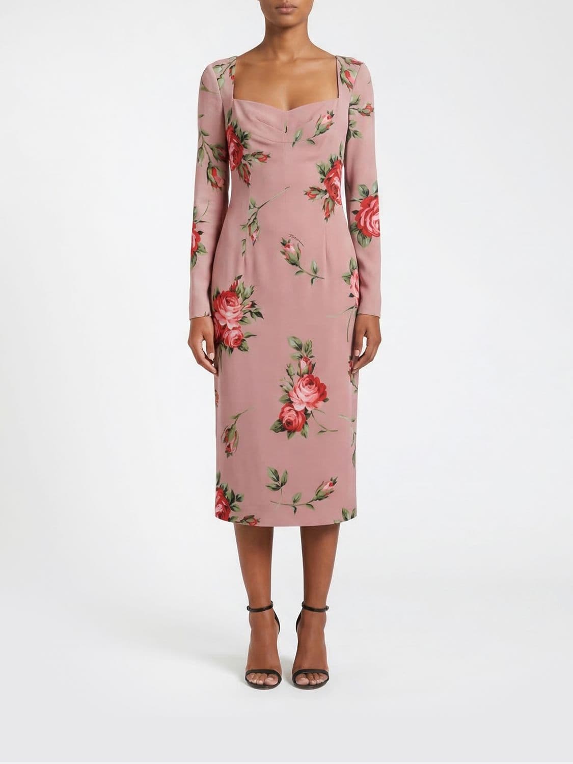Dolce & Gabbana Floral Print Stretch Silk Sheath Dress · 40